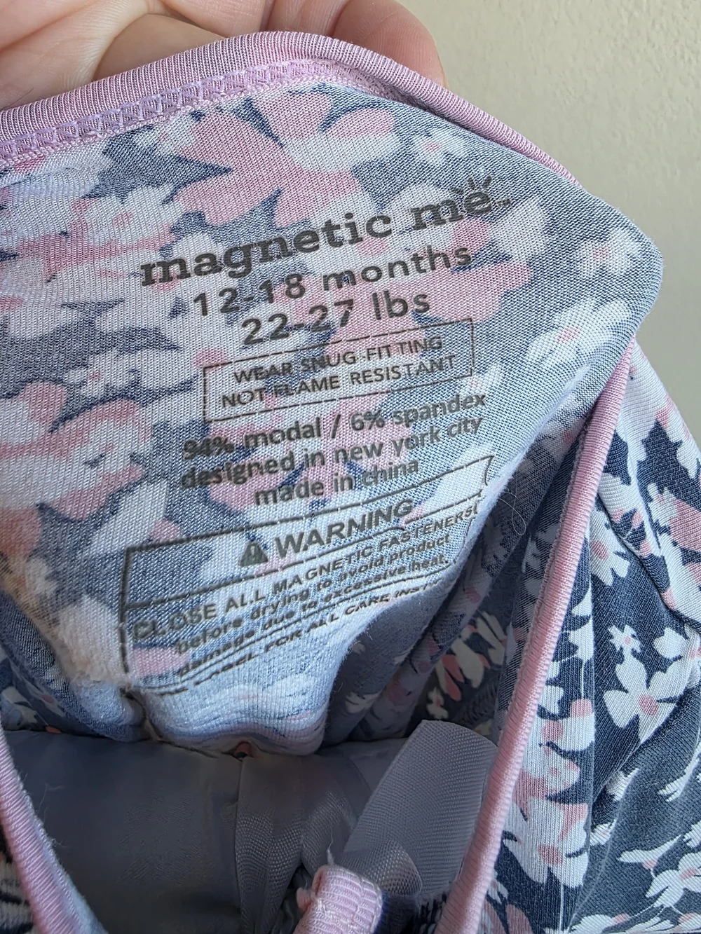 Magnetic Me Navy Floral Modal Footie Pajamas Sleeper 12-18 Months
